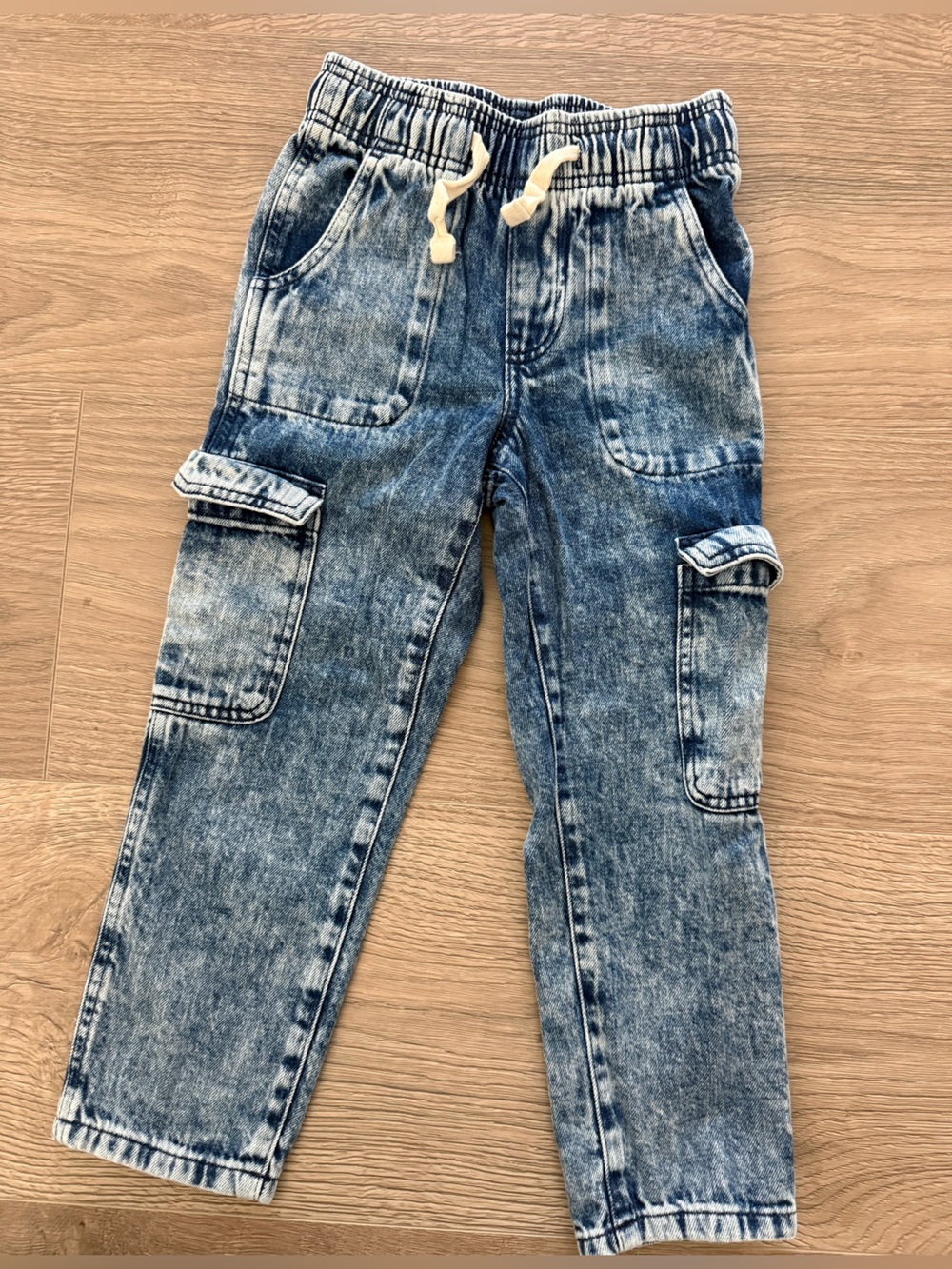 Gap Kids Blue Acid-Wash Cargo Jogger Jeans
